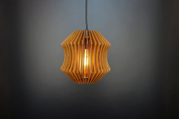 Accordion set of 3 wooden pendant lights – geometric design for the dining room – photo 2
