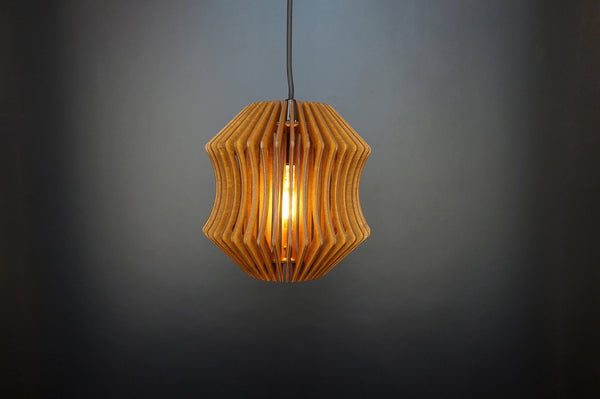Accordion wooden pendant light – geometric design for the dining room