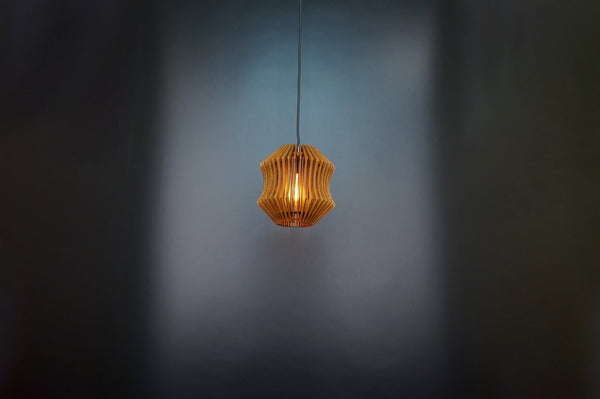 Accordion set of 3 wooden pendant lights – geometric design for the dining room – photo 5