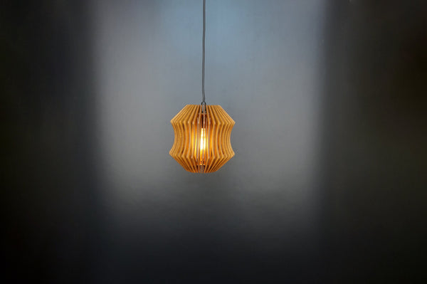 Accordion wooden pendant light – geometric design for the dining room – photo 6
