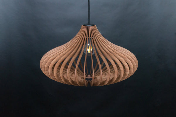 Teardrop wooden pendant light – modern design – photo 7