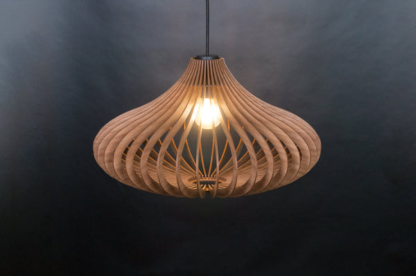 Teardrop wooden pendant light – modern design – photo 9