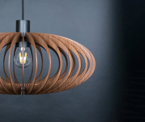 Ellipse wooden pendant light – mid-century design for the dining room – photo 10