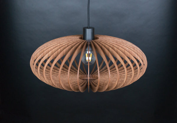 Ellipse wooden pendant light – mid-century design for the dining room – photo 11