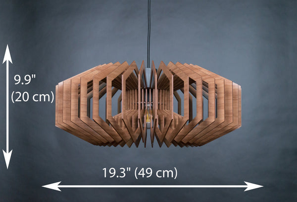 Wide drum wooden pendant light – geometric and Scandinavian design for the dining room – photo 3