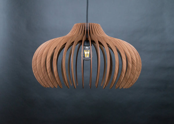 Dome wooden pendant light – geometric and industrial design for the dining room – photo 6