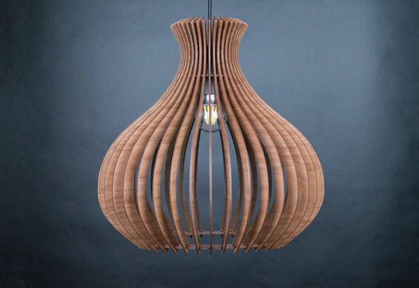 Lotus wooden pendant light – mid-century and Scandinavian design – photo 4