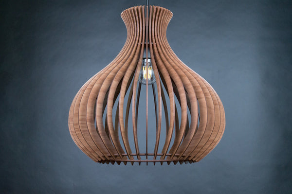 Lotus wooden pendant light – mid-century and Scandinavian design – photo 3
