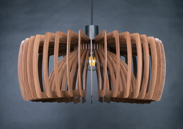 Twist wooden pendant light – geometric and rustic design for the dining room – photo 9