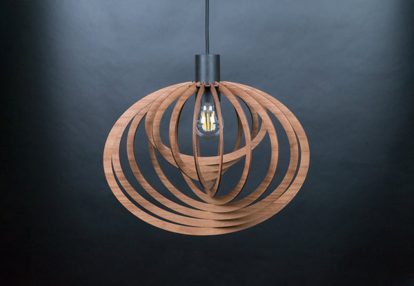 Orbit wooden pendant light – boho and rustic design for the dining room