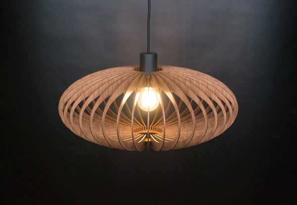 Ellipse wooden pendant light – geometric and industrial design for the dining room – photo 10