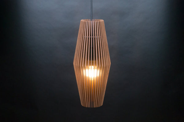 Diamond wooden pendant light – geometric and industrial design for a kitchen island – photo 8
