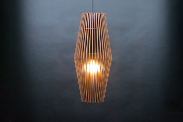 Diamond wooden pendant light – geometric and industrial design for a kitchen island – photo 7
