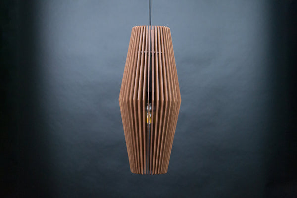 Diamond wooden pendant light – geometric and industrial design for the dining room – photo 5