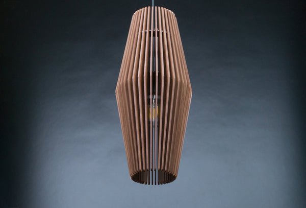 Diamond wooden pendant light – geometric and industrial design for the dining room – photo 9