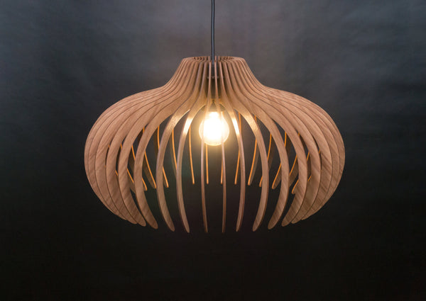 Dome wooden pendant light – geometric design for the dining room – photo 9