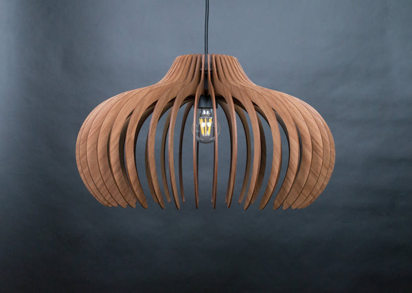 Dome wooden pendant light – geometric design for the dining room