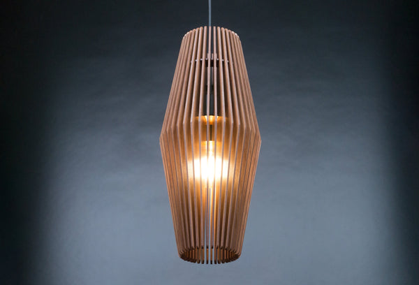Diamond wooden pendant light – geometric and industrial design for a kitchen island – photo 9