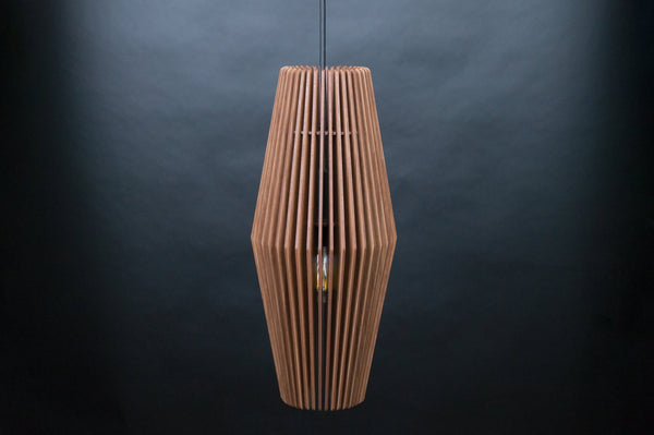 Diamond wooden pendant light – geometric and industrial design for the dining room – photo 6