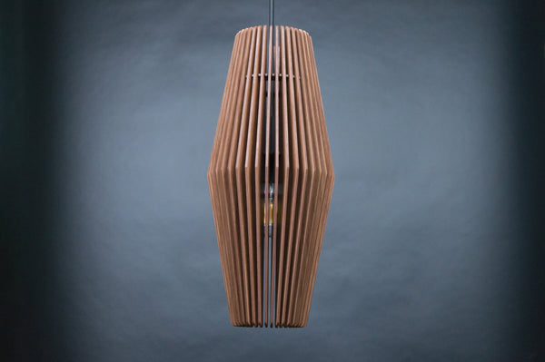 Diamond wooden pendant light – geometric and industrial design for the dining room – photo 7