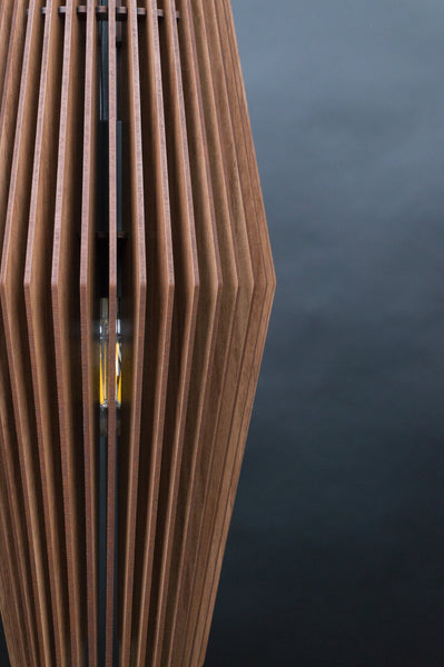 Diamond wooden pendant light – geometric and industrial design for the dining room – photo 9