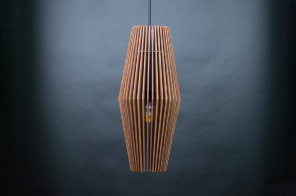 Diamond wooden pendant light – geometric and industrial design for the dining room – photo 5