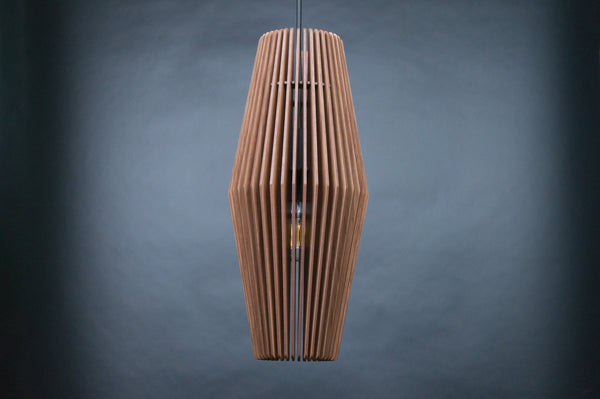 Diamond wooden pendant light – geometric and industrial design for the dining room – photo 7