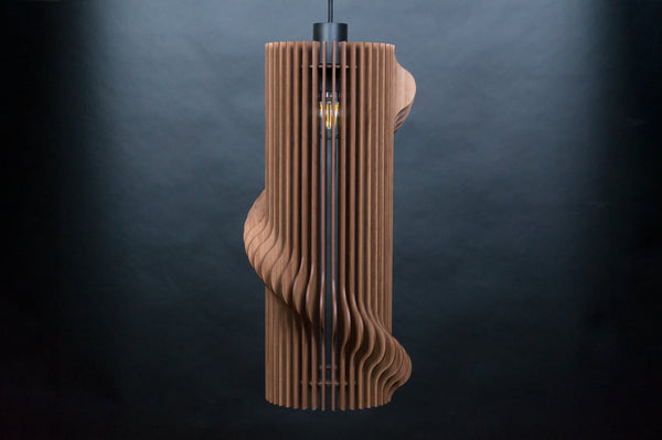 Spiral wooden pendant light – geometric and industrial design for the dining room – photo 6