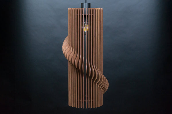 Spiral wooden pendant light – geometric and industrial design for the dining room – photo 9