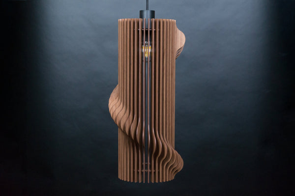 Spiral wooden pendant light – geometric design for the dining room – photo 7