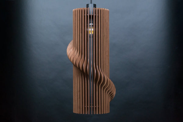 Spiral wooden pendant light – geometric design for the dining room – photo 8