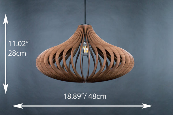 Teardrop wooden pendant light – modern design – photo 5