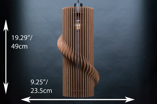 Column wooden pendant light in walnut – geometric design for the dining room – photo 3
