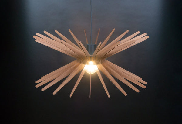 Starburst wooden pendant light – geometric and industrial design for the dining room – photo 9