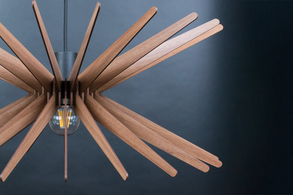 Starburst wooden pendant light – geometric and industrial design for the dining room – photo 4