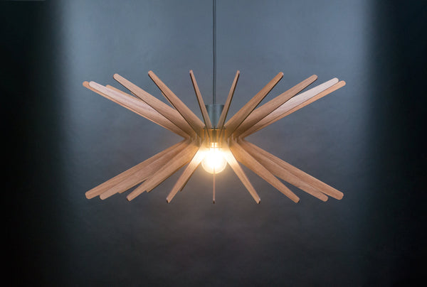Starburst wooden pendant light – geometric and industrial design for the dining room – photo 6