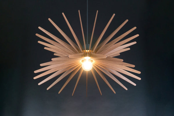 Starburst wooden pendant light – geometric design for the dining room – photo 8