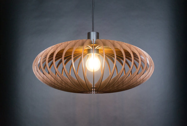 Ellipse wooden pendant light – mid-century design – photo 8