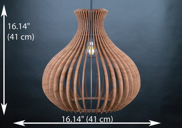 Lotus wooden pendant light – mid-century design – photo 4