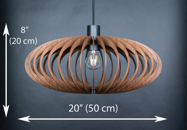 Ellipse wooden pendant light – mid-century design – photo 4