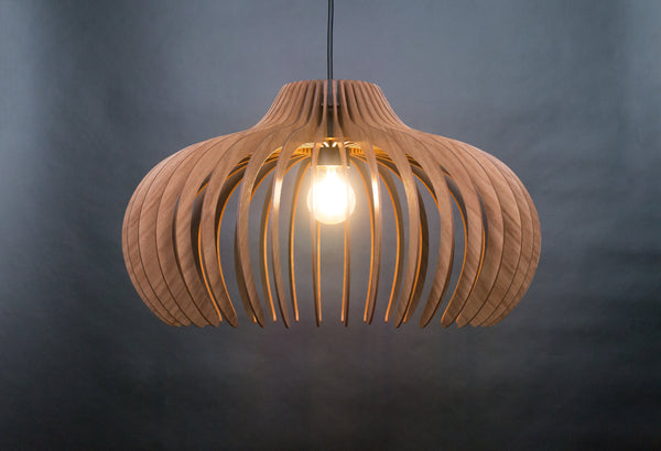 Dome wooden pendant light – mid-century design – photo 7