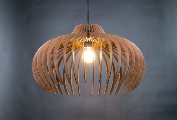 Dome wooden pendant light – mid-century design – photo 8