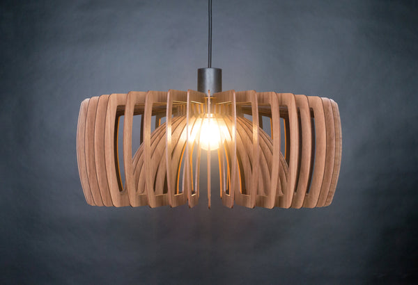 Twist wooden pendant light – mid-century and industrial design – photo 3