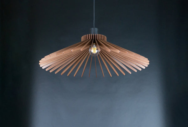 Umbrella 07 wooden pendant light with plug – mid-century design for the dining room