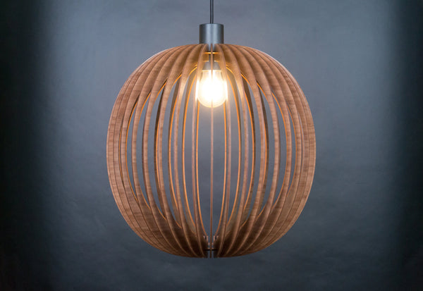 Bubble wooden pendant light in walnut – mid-century design for the dining room – photo 7