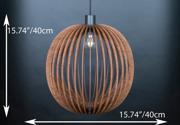 Bubble wooden pendant light in walnut – mid-century design for the dining room – photo 4