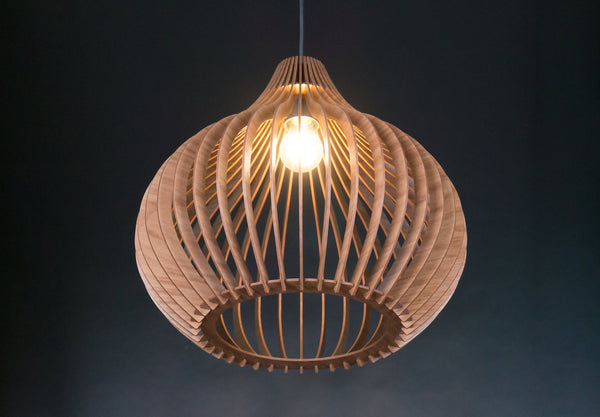 Bell wooden pendant light in oak or walnut – Scandinavian design for the dining room – photo 12