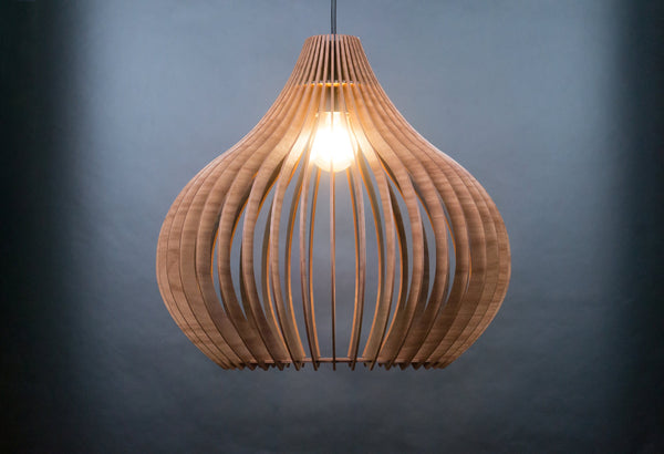 Bell wooden pendant light in oak or walnut – Scandinavian design for the dining room – photo 6