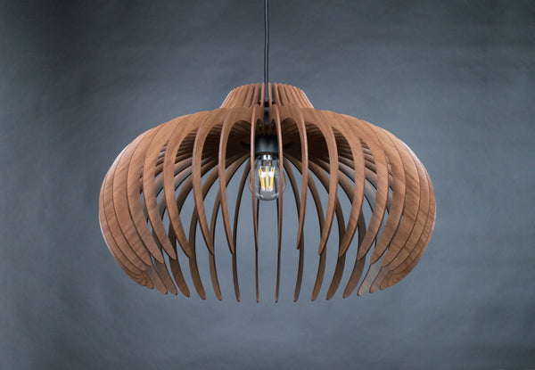 Dome wooden pendant light – geometric and mid-century design – photo 5