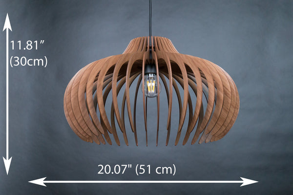 Dome wooden pendant light – geometric and mid-century design – photo 4